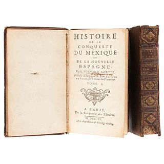 Solis, Antoine de. Histoire de la Conquête du Mexique... Paris, 1704. 3a ed. en francés. Tomos I-II. 12 láms., 1 plano y 1 mapa. Pzs: 2