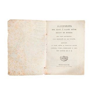 González del Campillo, Manuel Ignacio. Manifiesto del Exmo. e Illmo. Señor Obispo de Puebla. México: Impreso en casa de Arizpe, 1812.