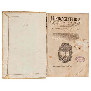 Valeriano, Piero. Hieroglyphica Sive de Sacris Aegyptiorum... Basilæ, 1575. Dos tomos en un volumen.
