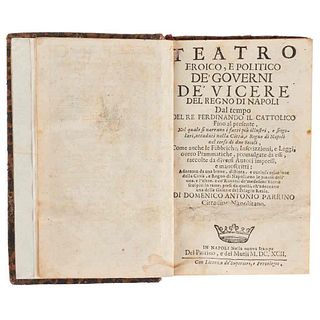 Parrino, Domenico Antonio. Teatro Eroico e Politico de Governi de Vicere del Regno di Napoli. Napoli: 1792. Frontis y 17 retratos.