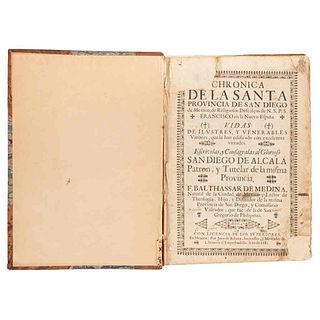 Medina, Balthassar de. Chronica de la Santa Provincia de San Diego de México, de Religiofos Defcalzos. México: 1682.