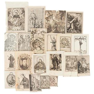 Retratos de Santos. México fines del S. XVIII, principios del S. XIX. Grabados, varios formatos. Total de piezas: 21.