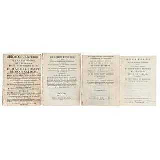 Vallarta, Joseph M. de / Heredia, José I. / Casas y Andreu, Joseph / Torres de Amat, Félix. Sermónes / Oraciones. 1815-19. Piezas: 4.