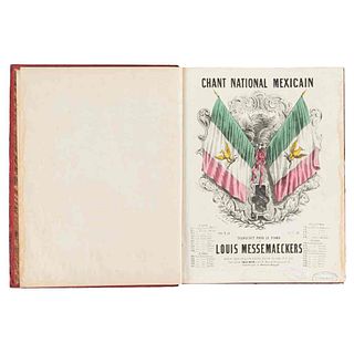 Colección de Partituras Francesas. Incluye "Chant National Mexicain". Paris, Siglo XIX. 2 partituras firmadas y dedicadas por autor.