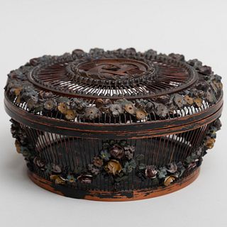 Victorian Basket and Cover with Applied Decoration