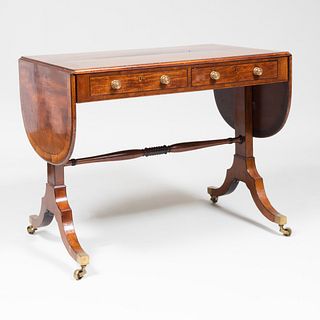 Regency Rosewood-Banded Mahogany and Ebonized Wood Sofa Table