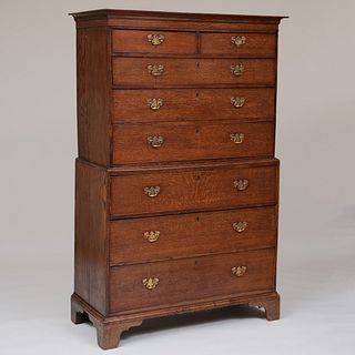 George III Provincial Oak Chest on Chest