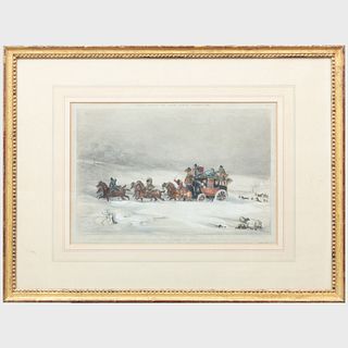 After James Pollard (1797-1867): Scenes During The Snowstorm December 1936: Four Plates
