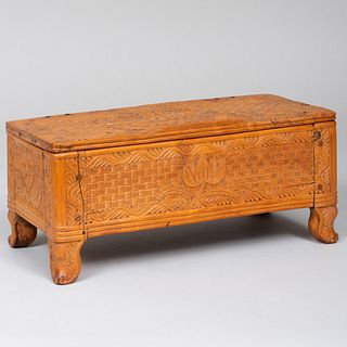 Indian Export Carved Wood Table Box