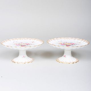 Pair of Crown Staffordshire Porcelain Fluted Compotes