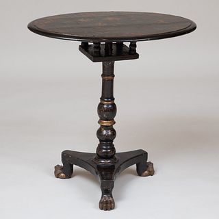 Victorian Black Lacquer Oval Tilt-Top Table 