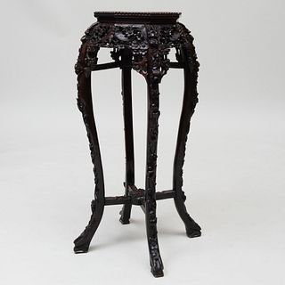 Chinese Carved Hardwood Stand 