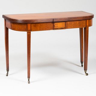 George III Inlaid Mahogany D-Shaped Games Table