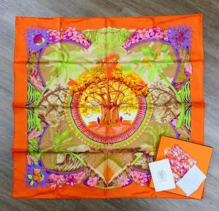 HERMES 2010 SCARF WITH BOX AND PAPERS LIKE NEW