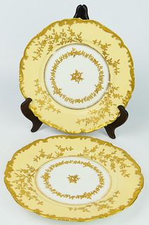 PAIR OF ANTIQUE HAND PAINTED LIMOGES PLATES T & V