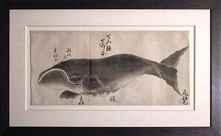 Japanese Whale Watercolor - Semi-kujira / Right Whale