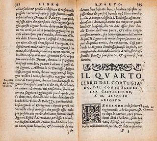 Castiglione, Baldassarre - The courtier of Count Baldessar Castiglione, reuisto for Lodouico Dolce above the specimen of his author, and in the annota