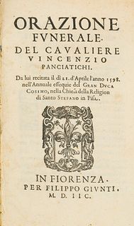 Panciatichi, Vincenzo - Funeral prayer. By the caualiere Vincenzio Panciatichi. Recited by him on the 21st of April in the year 1598 in the annual ess
