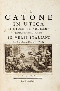 Addisson, Joseph - Golt, Gaetano - The Catone in Utica [...] translated from English into Italian verses by Euridalco Corinteo P. A