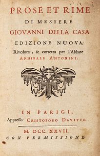 Della Casa, Giovanni - Prose et rime. New edition revised and corrected for Abbot Annibale Antonini