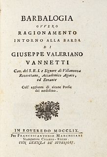 Vannetti, Giuseppe Valeriano - Barbalogia or reasoning around the beard