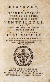 La Chapelle, Joannes Baptista de - Historical-critical research and observations about the so-called ventriloquies, or whether they are talking men wi