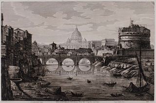 Rossini, Luigi - General view of the great Mole Adriana, and Ponte Elio ... today Ponte and Castel S. Angelo