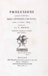 Monti, Vincenzo - Prolusion to studies at the University of Pavia for the year 1804.
