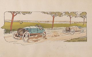 Sketches of vintage racing cars
