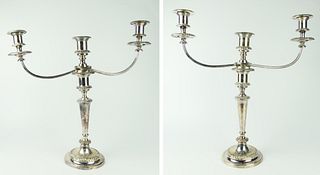 LARGE PAIR  TRADITIONAL SILVER PLATED CANDELABRUM