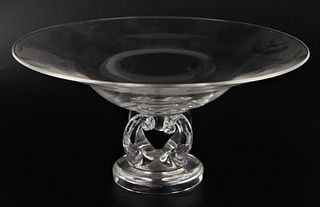 STEUBAN SIGNED  CRYSTAL 10" DIA  COMPOTE