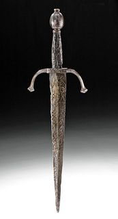 Rare 17th C.European Iron Left Hand Parrying Dagger