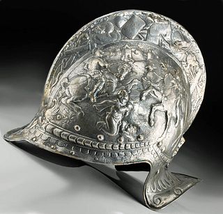 Late 19th C. Spanish Brass Decorative Parade Helmet