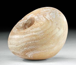 Egyptian Pre-Dynastic Banded Alabaster Mace Head