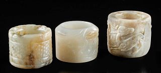 Lot of 3 Chinese Qing Dynasty Nephrite Archer Rings
