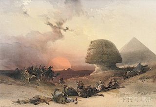 David Roberts (Scottish, 1796-1864), Louis Haghe, lithographer (British, 1806-1885)      Approach of the Simoon - Desert of Gizeh