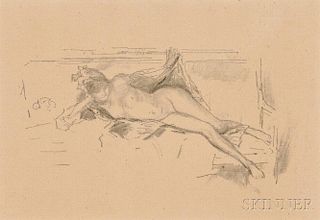 James Abbott McNeill Whistler (American, 1834-1903)      Nude Model, Reclining
