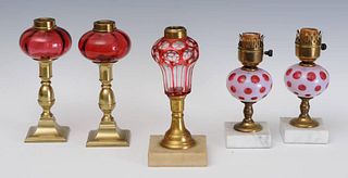 Collection of Five Miniature Oil Lamps