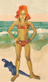 Alice Neel (American, 1900-1984)      Bather with Red Hat