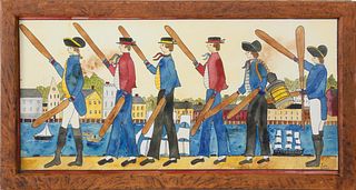 Judith Brinck Folk Art Watercolor, "Paddle Parade"
