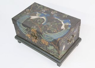 Chinese Decorated and Stitched Leather Trunk, 19th Century