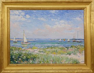 Jan Pawlowski Oil on Canvas "Sailing In Polpis Harbor"