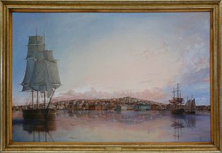 Jane Robson Oil on Canvas "Boston Inner Harbor"