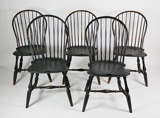 Set of Five Contemporary Rhode Island Style Bow Back Windsor Dining Chairs