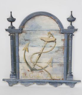 Vintage Hand Painted Trade Sign "The Golden Anchor"