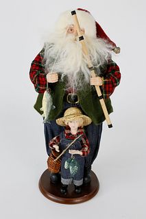 Santa Claus Goes Fishing Christmas Figure
