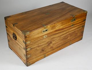 Chinese Export Brass Bound Camphorwood Trunk, 19th c.