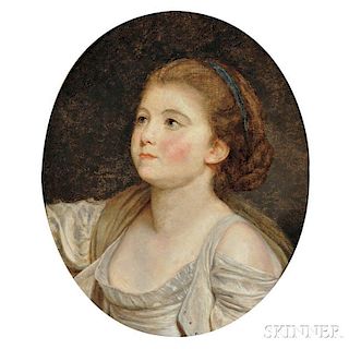 Attributed to Jean Baptiste Greuze (French, 1725-1805)      Bust of a Young Woman
