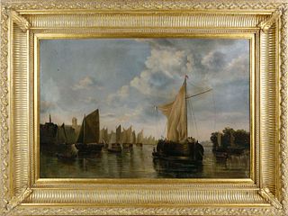 Contemporary Oil on Canvas "Dutch Harbor Scene"