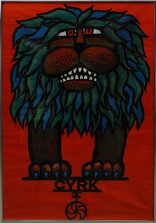Hubert Hilscher "Cryk" The Lion Poster, Mid-Century